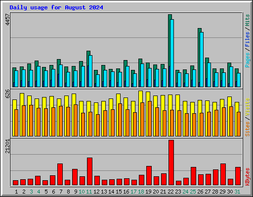 Daily usage for August 2024