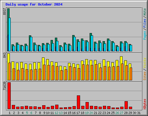 Daily usage for October 2024