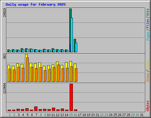 Daily usage for February 2025